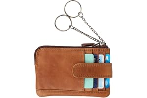 Hill Burry Schlüsseletui echt Leder naturgegerbt | Reißverschluss | praktisches Kleingeldfach | Kartenfächer | Geldbeutel | Wallet