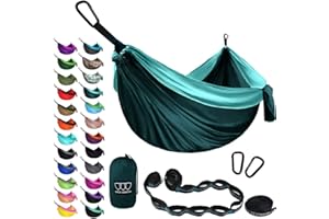 Gold Armour Camping Hammock - XL Double Hammock Portable Hammock Camping Accessories Gear for Outdoor Indoor with Tree Straps, USA Based Brand (Turquoise and Seafoam)