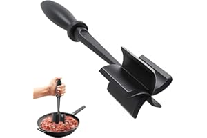 DIFISTIK Versatile Black Meat Masher and Chopper - Non Stick Mix, Potato and Fruit Masher, for Home Kitchen Hamburger Meat, Beef, Potato, Fruit
