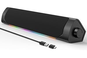 ADELGO PC Lautsprecher, 2 in 1 USB Bluetooth Lautsprecher mit RGB Beleuchtung, Soundbar Stereo Sound Computer Boxen für PC Desktop, Laptop, Handy, USB-betrieben, Plug and Play