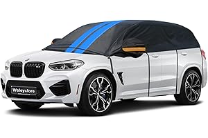 Weleyclore Half Top Car Cover Waterproof All Weather, Universal Outdoor Car Roof Cover for Ice and Snow, Side/Rear Window Frost Protection, SUV YM (Up To 460 cm)