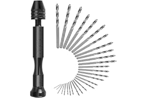YLINWTECH 26 Piezas Mini Taladro Manual,Taladro de Mano,Mini Taladro Manual Kit,Brocas en Espiral,para Bricolaje,Madera,Resina,Joyería,Nogal,Cera de Abejas,Herramientas de Perforación(0,5 – 3,0 mm)