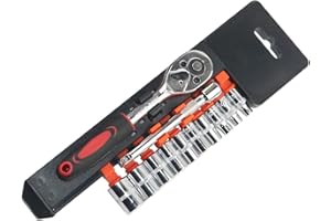 YEBOCIYO 12 Pezzi Set di Chiavie 1/4" Set Cricchetto e Bussole 4mm - 13mm Inserti Esagonali 100MM Cricchetto Reversibile in Cr-V con Pulsante di Scatto Strumento di Riparazione Automatica