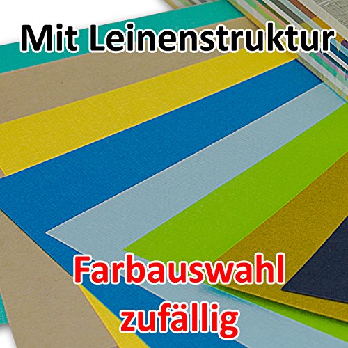 Struktur Karten-Set, verschiedene Farben | 100 Karten | DIN A5 – 210 x 148 mm – ohne Falz / Einfachkarte | gefalzt A6 Karte I Leinenstruktur| zufälligeFarbauswahl | GUSTAV NEUSER - 2