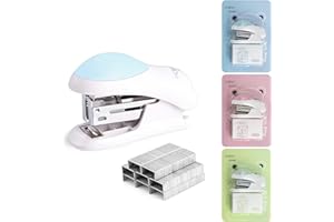 NEBURORA Mini Effortless Desktop Staplers with 400 Standard 24/6 Staples, 2-24 Sheet Capacity, Includes Built-in Staple Remover, Cute Stapler Gift for Student and Office Use, 3 Colors Options