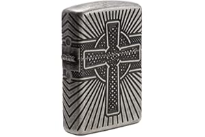 Zippo Accendino antivento, in metallo, argento anticato, regolare