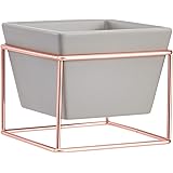 Amazon Basics Pflanztopf für den Tisch, quadratisch, Grau / Kupferfarben