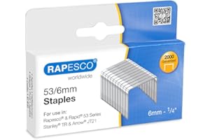 Rapesco 0751 Type 53/6 mm Galvanised Tacker Staples, Pack of 2000