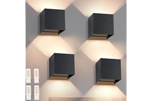‎HOMEFIRE Homefire LED Wandleuchte Aussen Wandlampe: 4er set Außenwandleuchte Innen Schwarz Lampe Up Down Wand Leuchten Modern Außenlampe IP65 Wasserdicht Einstellbarer Strahl Flurlampe für Hauswand Flur