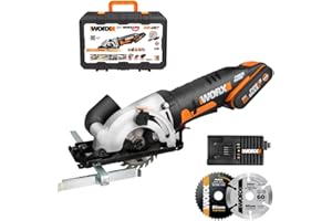 WORX 18V(20V MAX) Cordless Circular Saw WX527.1, PowerShare, 2.0Ah, Parallel Guide, TCT 24T Blade, Blade 85mm, Maximum Cutting Capacity 27mm, 1H Quick Charger