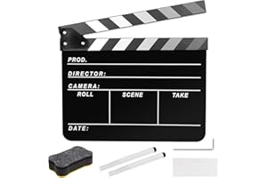 PORFOYO Regisseure Clapper Board 30 x 24 cm, lembo da regista, con cancelleria magnetica e penne, lembo in acrilico, per film, serie TV, accessori di scena