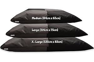 Kosiproducts Beanbag Floor Cushion Pillow indoor outdoor garden Water Resistant 100% soft luxury Polyester Fabric (X-Large [135cm x 83cm], GREY-BLACK)