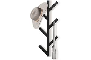 LOFTPLUS Moderno Metal Perchero de Pared - 41cm 6 Ganchos Percheros Percha Pared, Ganchos para Abrigos, Chaquetas, Sombreros, Bufandas y Bolsos (Negro)