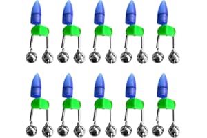 Lixada 10 Piezas Luz de Alarma de Cebo de Mordida de Caña de Pescar Nocturna LED con Indicador de Alarma de Mordida de Pesca de Anillo de Campanas Gemelas