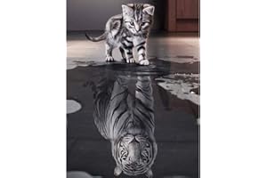 Leikedun Diamant Painting Bilder, Katze/Tiger DIY 5D Diamond Painting Malerei Kits, Malen nach Zahlen Diamant, Arts Craft für Home Wand Decor Gemälde Diamond Dekoration 30x40 cm (Katze/Tiger)