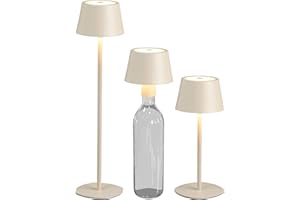‎NORTHPOINT Northpoint 3in1 LED Tischlampe Flaschenleuchte in Beige max. 45cm hoch mit 3000mAh Akku 200lm warmweißes Licht (3000K) stufenlos dimmbar für Innen und Außen