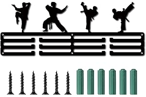 CREATCABIN Soporte para Medallas Tema de Karate Medallas Deportivas Soporte de Exhibición Soporte de Pared Soportes de Decoración para Almacenamiento de Insignias En el Hogar 3 peldaño Medallista