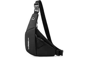 FOLOVEYA Zaino Monospalla da Uomo Zaino a Tracolla Sling Bag Piccolo Borse a Spalla Sport Borse Petto Ciclismo Viaggio Antifurto Impermeabil Poliestere Borsa Crossbody Nera Spalla Destra