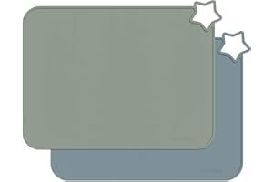 GENERIC Minifolk Star Non Slip Silicone Table Mat Set for Baby and Toddlers | Nordic colours -Thyme/Nordic blue | Portable | Heat Resistant Baby and Toddler Placemat | Multi-use