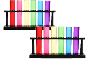 Bada Bing Juego de 12 vasos de chupito, diseño de pinnchen, multicolor y divertido, para regalo de dinero, tubo de ensayo, tirador de plástico + 2 soportes 72