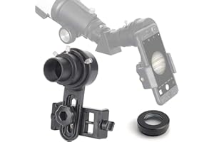 SOLOMARK Adaptateur de téléphone intelligent pour télescope de 3,2 cm – Adaptateur photo à alignement rapide pour télescope réfracteur et réflecteur de 3,2 cm avec objectif Barlow 1,5x intégré