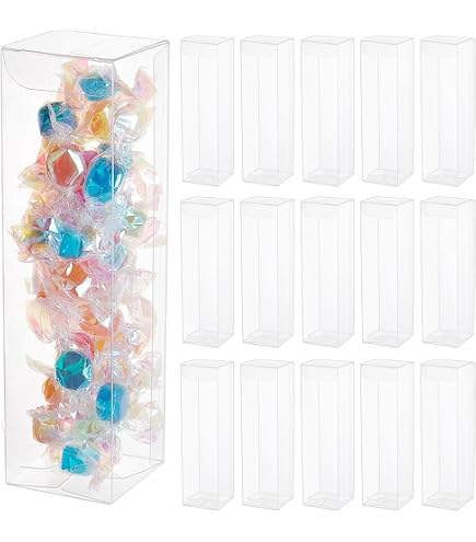 20 Boîtes Cadeaux Plastique Transparent 7x7x10cm - PVC Réutilisable - Emballage Cadeau Saint-Valentin/Mariage