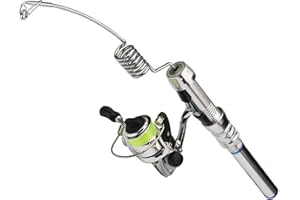 YAOLIUCP Mini-canne à pêche légère portable portable entièrement en métal mini-canne à pêche et bobine de pêche à la rouille en rouille et bobine de poche pour la pêche à la pêche à la glace du lac River, les