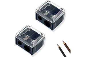 YOWFOND Taille Crayon Maquillage, à Double Trou, Accessoires Essentiels pour Crayons Jumbo et Standard, Eye-liner, Crayon à Lèvres et à Sourcils, Compact et Portable, Facile à Utiliser et Nettoyer (2pcs)