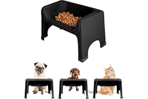 The Fluff Trough Elevated Dog and Cat Bowl Feeding System with Silicone Bowl for Small to Medium Pets - Vet Approved, Food Safe, Non-Toxic, Dishwasher Safe, Perfect for Flat-Faced Pets, Black