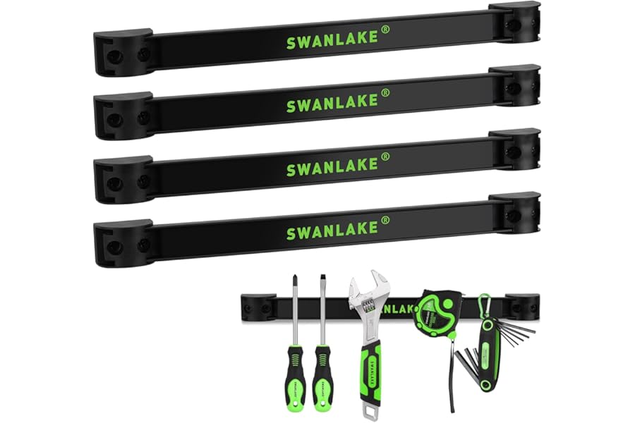 SWANLAKE 4-Piece 12" Magnetic Tool Holder Strip,4-Pack Tool Magnet Bar for Garage Organization, Shop Organization, Mounting Screws Included.