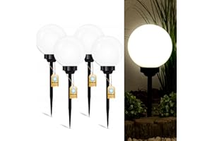 LUMILED Solarna lampa ogrodowa, lampa solarna, kule solarne do ogrodu, na zewnątrz, kula świecąca kula z ostrzem do wbijania w ziemię, czujnikiem zmierzchu, lampa zewnętrzna, lampa ścieżkowa, lampa