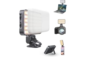 ‎TONEOF TONEOF 96 LED Handy Licht mit Weichem Diffusor und Integriertem Ständer, Wiederaufladbare Kameralicht, Videokonferenzlicht mit mehrfacher Helligkeitseinstellung, Tragbares Selfie Licht-Schwarz
