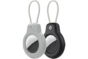 Aimtel Gepäckanhänger kompatibel mit Apple Air Tag,2 Pack airtag schlüsselanhänger,anhänger airtag hülle mit Edelstahldraht-Schlüsselring für Reisetaschen, Koffer, Rucksäcke.（Schwarz/Grau）