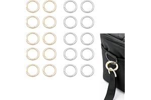 TSLRSA 20 Pezzi Moschettone Tondo, Scatto Molla Rotonda,Anello Portachiavi 28mm Anelli Aperti, Moschettoni a Innesco Gancio Fibbia Portachiavi per Zaini,Bagagli Cinghie, Artigianato (Oro&Argento)