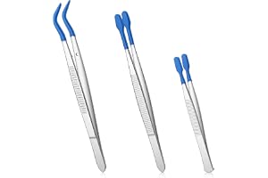 3 st gummitippade pincetter långa böjda och raka platt spets precisionspincett set stämpel pincett hantverk pincett belagt hantverk för PVC silver blå spets för elektroniska labb mynt pärlor smycken