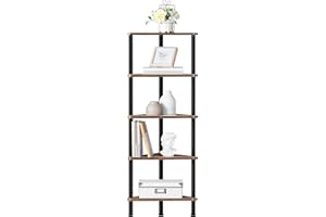 HOOBRO Corner Shelf Unit, 5 Tier Corner Bookcase, Multifunction Corner Storage Stand for Small Space, 30 x 30 x 115 cm, Living Room, Bedroom, Kitchen, Industrial, Rustic Brown EBF33CJ01