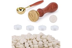E-RFSEY Kit Ceralacca, 300 Pezzi Ceralacca per Buste/Inviti/Biglietti/Regali/Timbri Ceralacca Vintage - Kit Ceralacca Timbro Cuore (Amore, Bianco Perla)