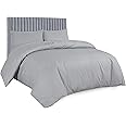 AATH COLLECTION Duvet Cover Bedding Set, Single, Double, King, Super King Size Egyptian Cotton Duvet Set with Pillow Cases. 100% Long Staple Soft Cotton Duvet Set with Easy Closure (Double, Silver)