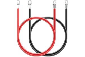SHFSDHF 2 Stück Batteriekabel Kupferkabel Batteriekabel rot und schwarz Wechselrichter-Kabel Batterie-Kabel 16 mm² Kupfer Stromkabel für Versorgungsbatterien und Traktionsbatterien 2AWG 16mm² 50cm