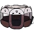 4PPW – Portable Foldable pet playpen - pet Playground - Portable cat playpen- Outdoor pet playpen - pop up Dog cage - Puppy Tent - pet Fence - pet Pen - pet Tent. (Brown XL)