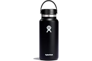 Hydro Flask - Wide Mouth - Borraccia da 946 ml (32 oz) - Acciaio inossidabile con isolamento sottovuoto e coperchio a prova di perdite e rivestimento in polvere - Wide Mouth - Black