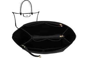 Charinor Taschen Organizer für Longchamp, Taschenorganizer L aus Filz mit Schlüsselkette und Bag in Bag (Schwarz, L)