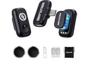 Hollyland LARK A1 Mini Duo - Mini microfono wireless per iPhone 15/16 e Android (2 TX + RX USB-C), microfono magnetico per YouTube, TikTok, podcast, vlogging (Nero, Senza Custodia di Ricarica)