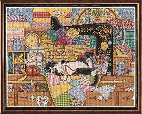 Design Works Crafts Kitty Sewing Lesson, Cotton, Multi-Colour, 40.7 x 50.8 x 0.1 cm