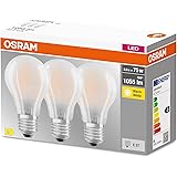 OSRAM LED BASE Classic A75, lampade LED a filamento smerigliato in vetro per base E27, forma di lampadina, bianco caldo (2700