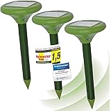 ISOTRONIC Solar LED Maulwurfabwehr Vibrasonic mit Vibrationsmotor 3er Set solarbetrieben Wühlmausfrei Wühlmausschreck Wühlmau
