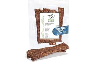 ROQSY Tiras de Bacalao para Perros – Bajo en Grasa y Hipoalergénico – Sin Cereales – 100g Europea