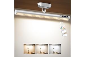Moslumin lampara led escritorio recargable, 4000mAh barra de luz armario a pilas sin cable con magnetica y mando, luces pared bateria inalambrica para cocina, baño espejo, mesita noche, estanteria
