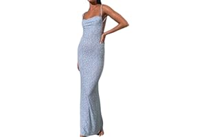 Betrodi Women Cutout Backless Maxi Dress Sexy Sleeveless Floral Print Cocktail Dresses Bodycon Spaghetti Strap Long Dress Y2k