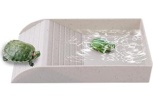 Airber Tortoise Water Dish,tortoise Bathing Pool With Ramp,Reptile Feeding Box Dish,tortoise Water Bowl For Basking Feeding Bathing